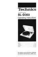 Technics - SLD-303 - Owners manual